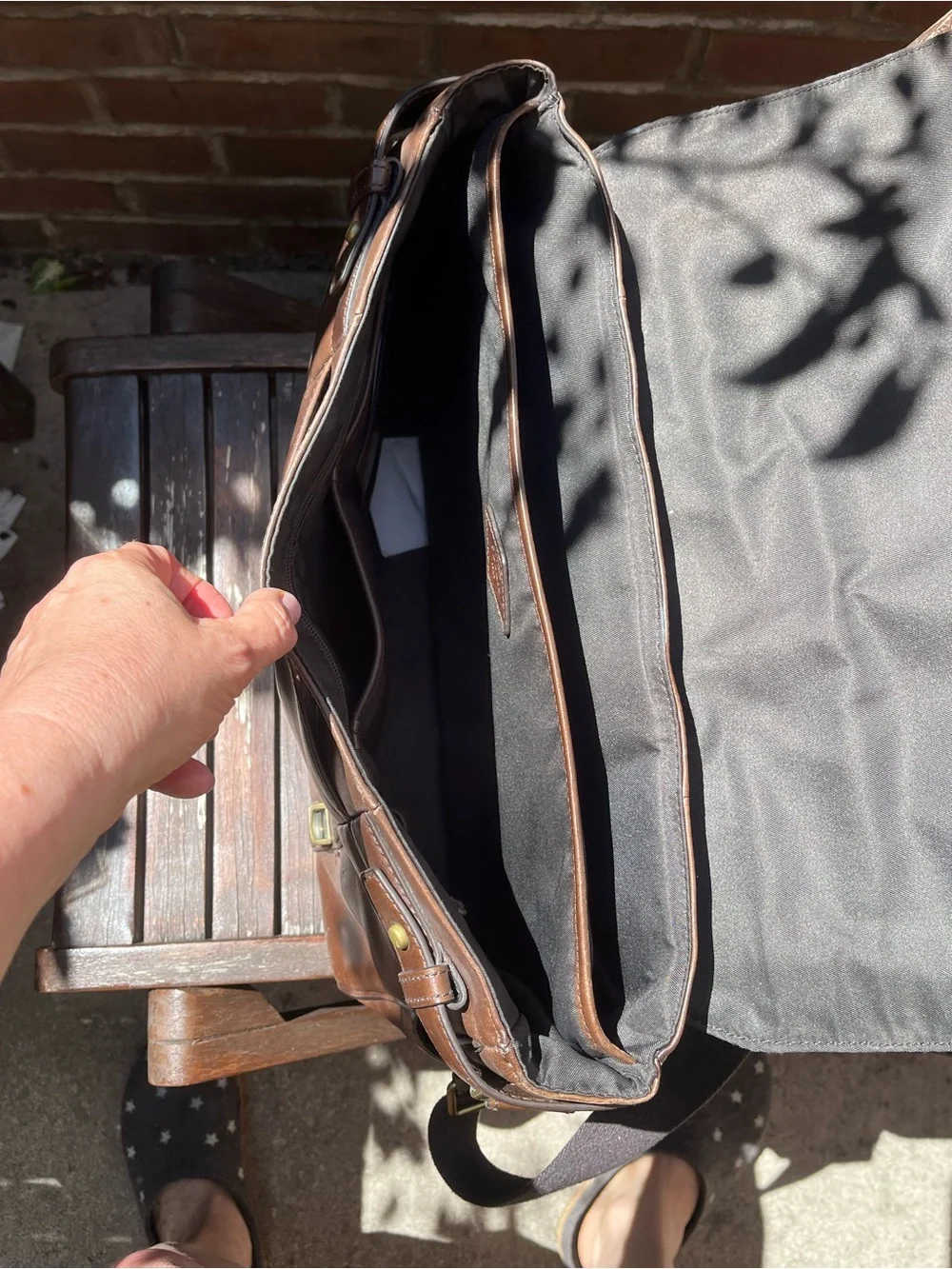 Fossil Brown Leather Messenger Bag with Buckle Straps - Picture 6 of 7